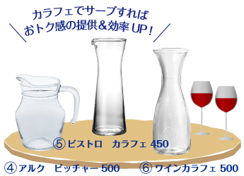 ピッチャー、カラフェ、ワインカラフェ